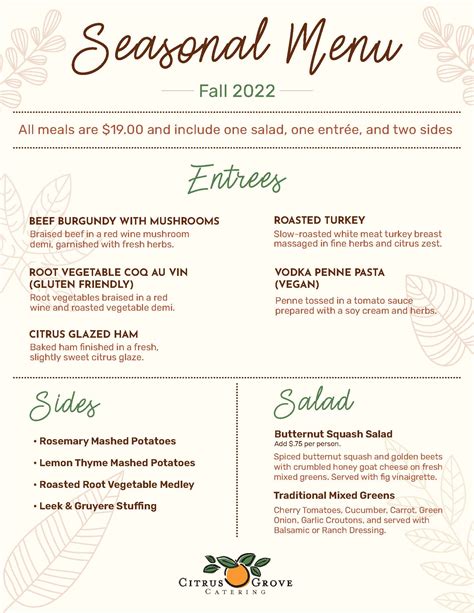 New Seasonal Menu